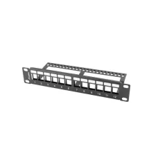 Patch panel pusty Lanberg 12 port 1U 10" z organizerem do modułów keystone czarny