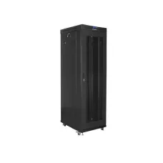 Szafa instalacyjna Rack stojąca 19" 42U 600x1000 czarna drzwi perforowane LCD Lanberg (flat pack) V2