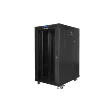 Szafa instalacyjna Rack stojąca 19" 22U 800x1000 czarna drzwi szklane LCD Lanberg (flat pack) V2