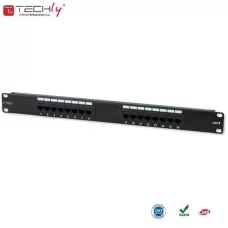 Patch panel TechlyPro 1U UTP 16xRJ45 Cat.6, czarny